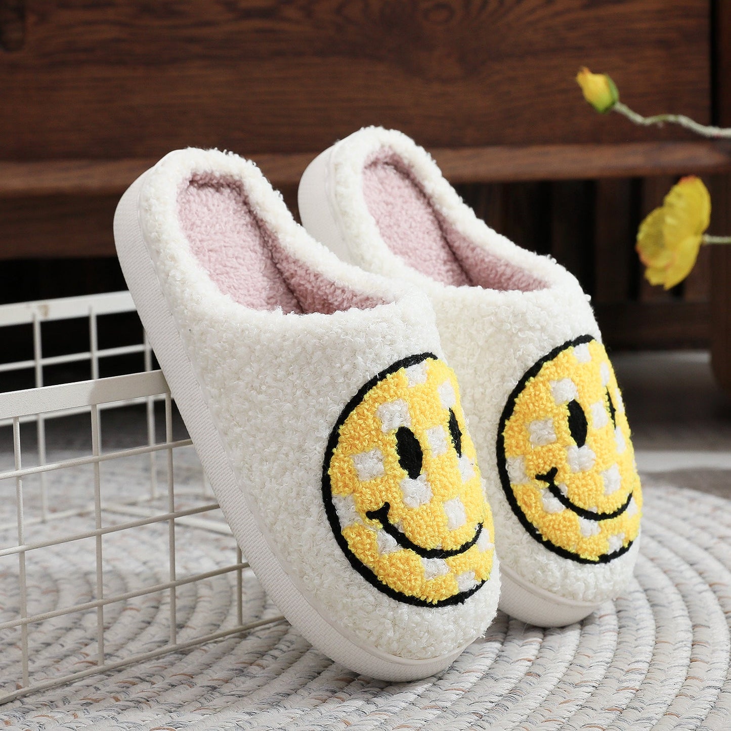 Spotted Smiley Face Slippers