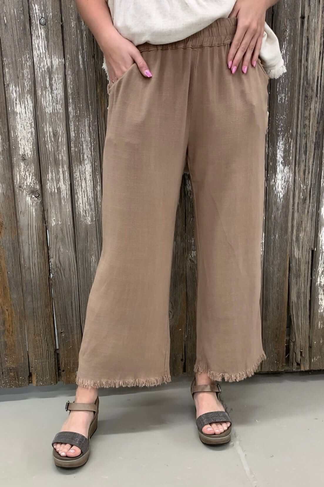 Cotton&Linen Pocket Wide Leg Pants