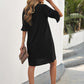 Notched Neck Flounce Sleeve Tunic Dress