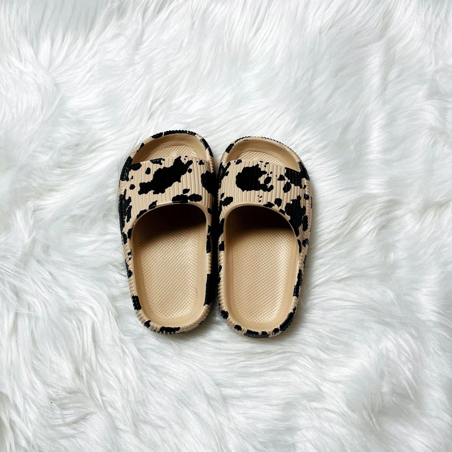 Cute Adult and Kid Cow Thick Sole Slippers