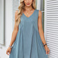 V-neck Sleeveless Pleated Pocket Dress