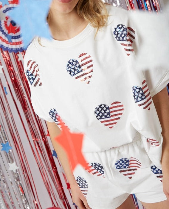 Independence Day Sequined Top + Shorts Set