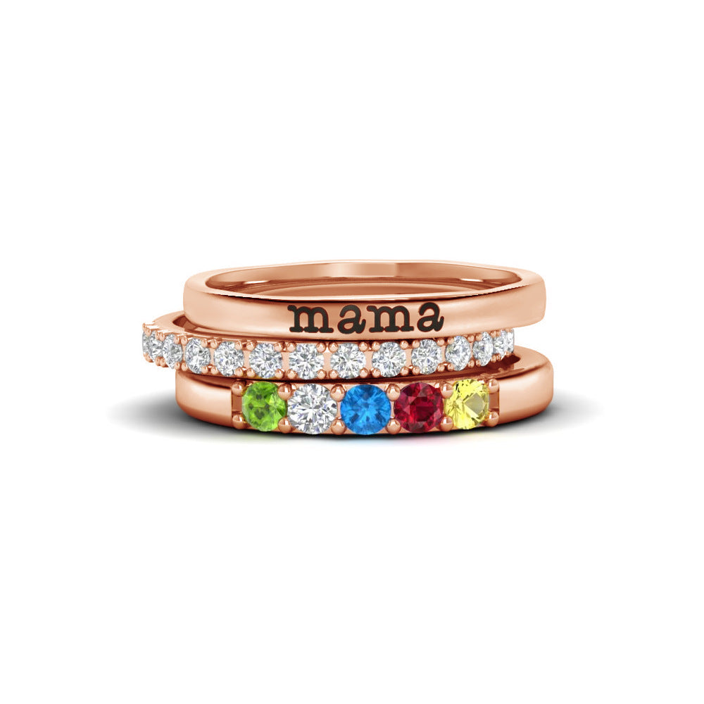 Mother's Day Name Personalized Three Piece Stacking Rings