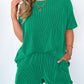 Ribbed Crew Neck Top + Shorts Two-piece Set