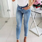 Bow Beaded Mid-Rise Skinny Jeans