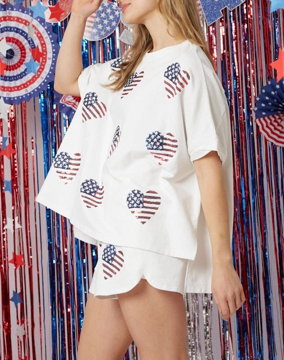 Independence Day Sequined Top + Shorts Set