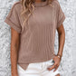 Exposed Seam Crew Neck Ribbed T-shirt-6 Colors