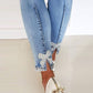 Bow Beaded Mid-Rise Skinny Jeans