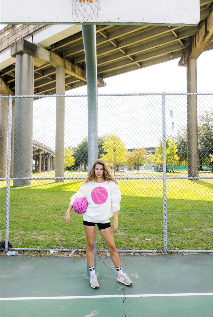 Sequin Basketball Patch Sweatshirt