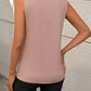 Solid Color Crew Neck Pleated Tank Top