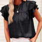 Leopard Pleated Tiered Ruffled Sleeve Blouse