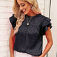 Leopard Pleated Tiered Ruffled Sleeve Blouse