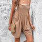 Solid Color Cotton and Linen Jumpsuit