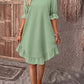 Linen Round Neck Solid Color Dress