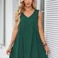 V-neck Sleeveless Pleated Pocket Dress