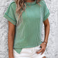 Exposed Seam Crew Neck Ribbed T-shirt-6 Colors