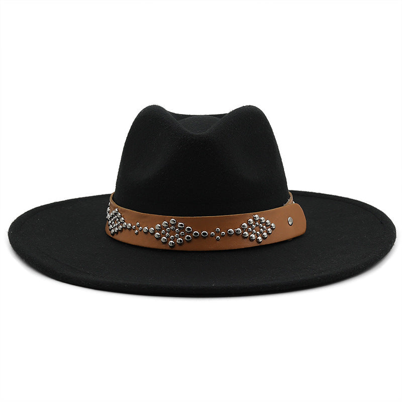 Studded Wide Brim Panama Hat