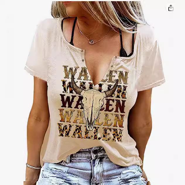 Western V-neck Tank Top