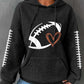 Football Print Hooded Waffle Sweatshirt