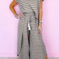 Stripe Tee Tasseled String Wide Leg Pants Set