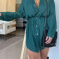 Solid Color Long Sleeve Shirt Jumpsuit