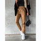 Smocked High-Waist Leather Skinny Pants