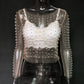 Rhinestone Pearl Mesh Top