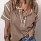 Contrast Stitching Buttoned T Shirt