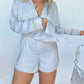 Solid Color Long Sleeve Shirt Jumpsuit