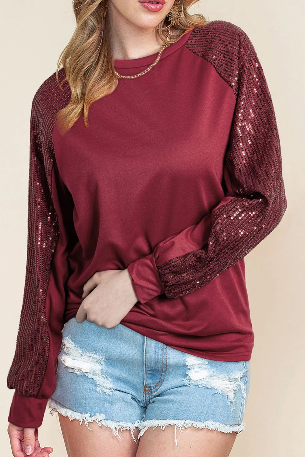 Loose Sequin Panel Top