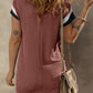 Textured Colorblock Edge Patched Pocket Dress