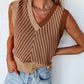 Contrast Chevron Knit V Neck Sweater Vest