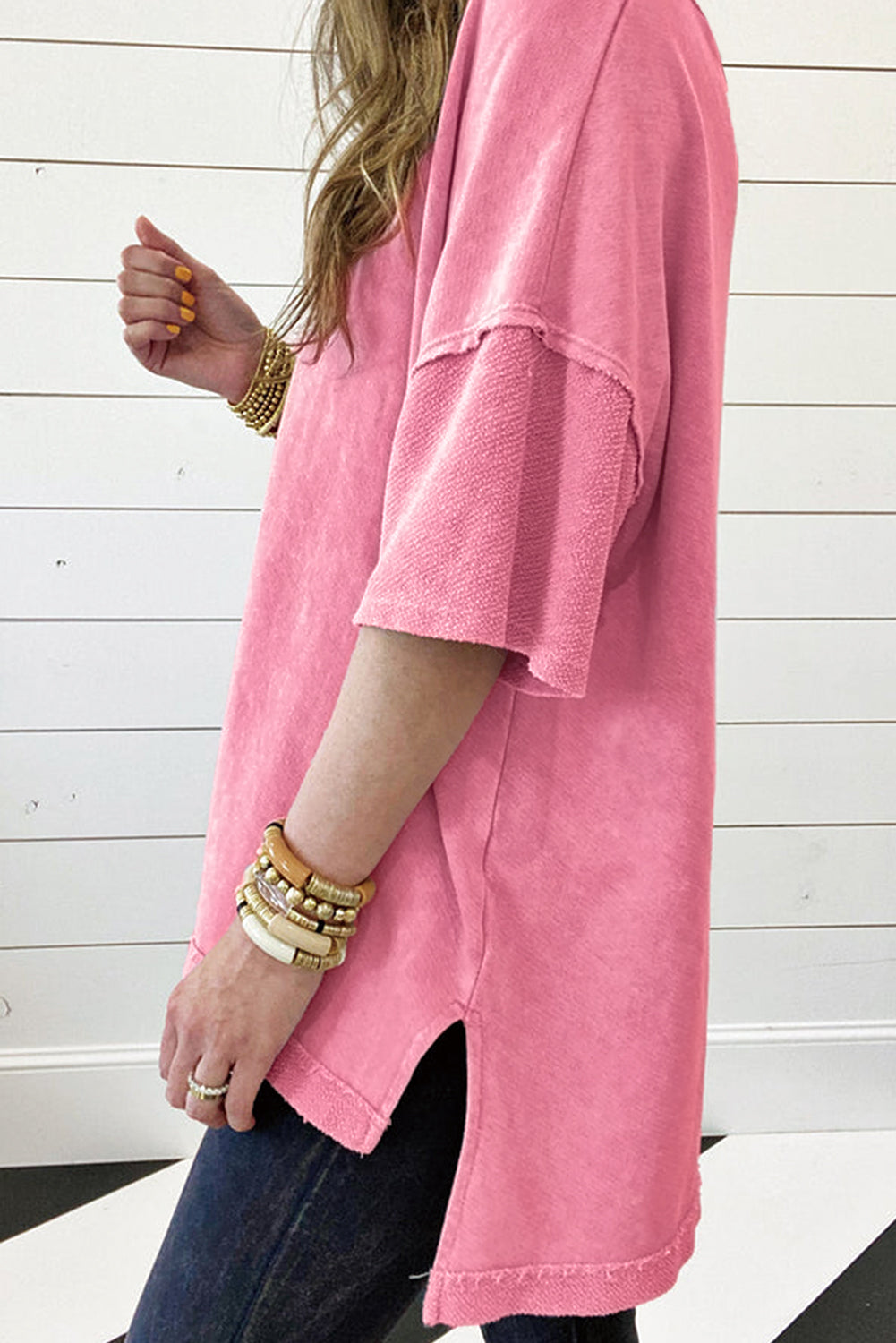 Wash Exposed Seam Oversized Tee