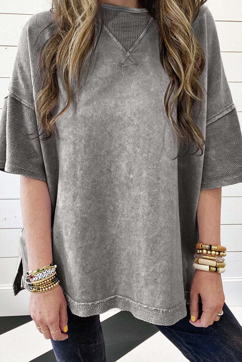 Wash Exposed Seam Oversized Tee