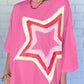 Star Patched Half Sleeve Oversized Tee