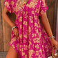 Floral Print Batwing Sleeve Smock Dress