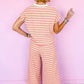 Stripe Tee Tasseled String Wide Leg Pants Set