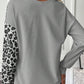 Leopard Colorblock Waffle Knit Top