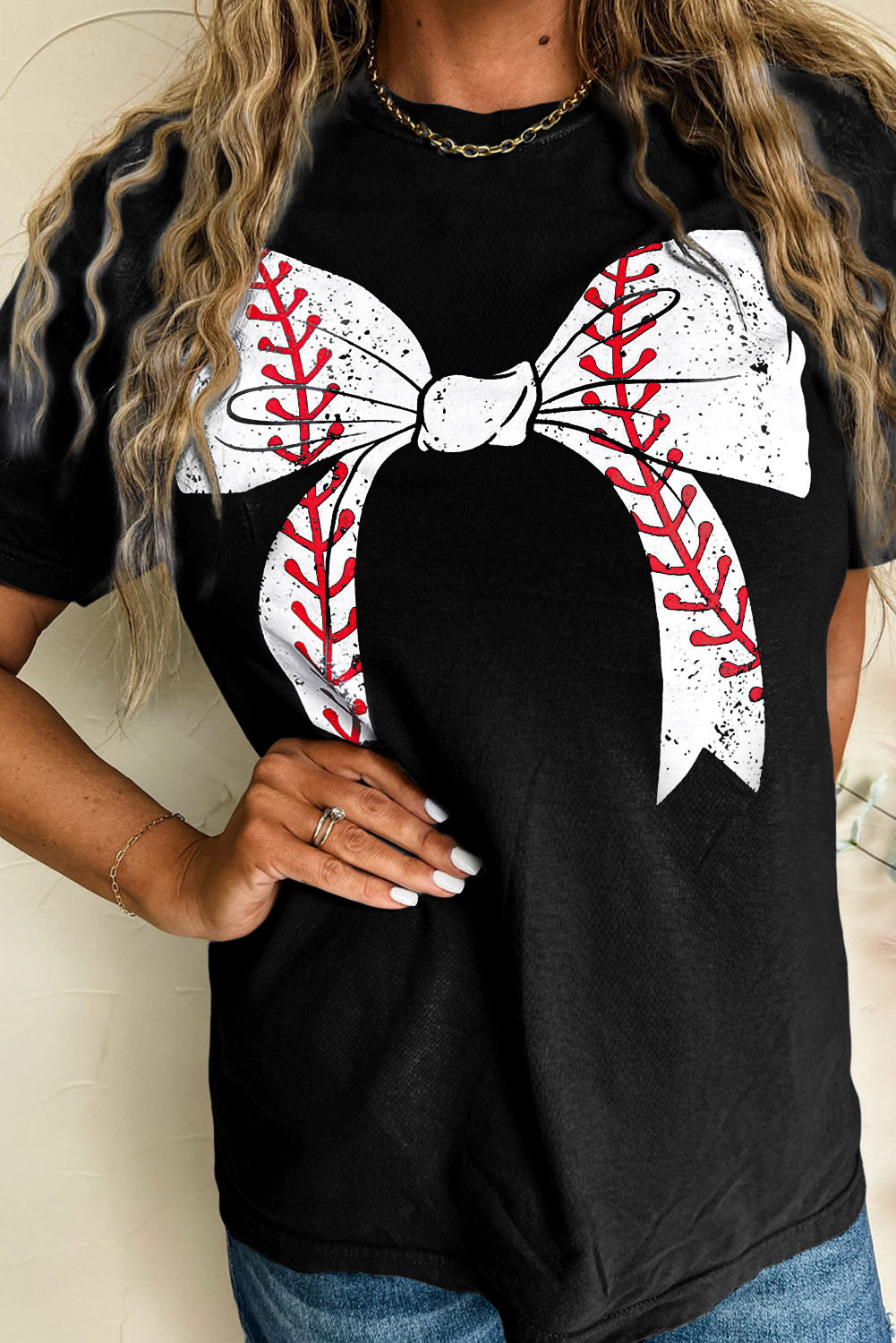 Baseball Bowknot Graphic Tee