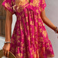 Floral Print Batwing Sleeve Smock Dress