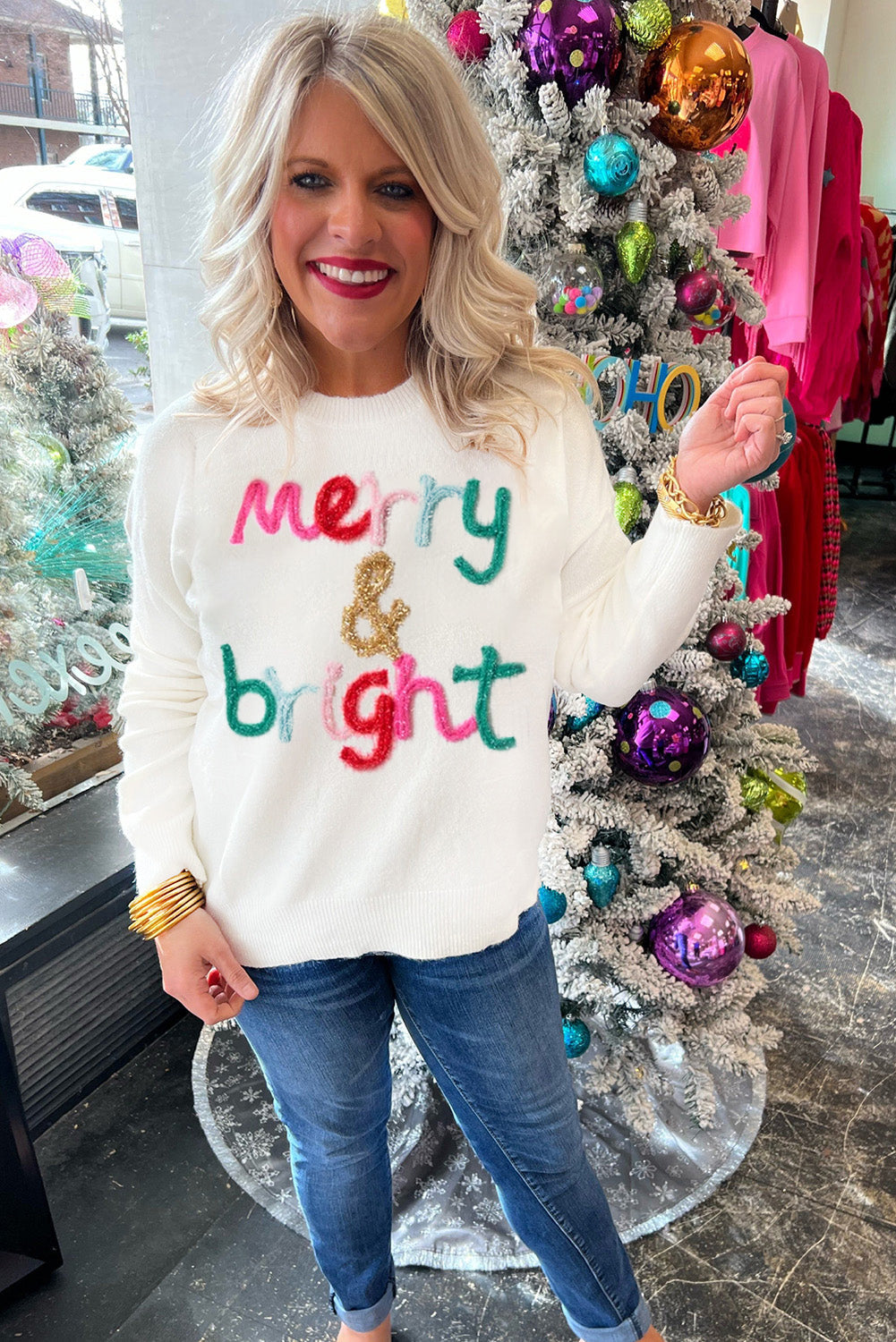 Christmas Glitter Yarn Sweater