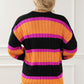 Striped Colorblock Drop Shoulder Slouchy Cardigan