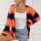 Striped Colorblock Drop Shoulder Slouchy Cardigan