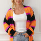 Striped Colorblock Drop Shoulder Slouchy Cardigan