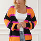 Striped Colorblock Drop Shoulder Slouchy Cardigan