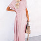 V Neck Hidden Pocket Splits Maxi T-shirt Dress