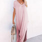 V Neck Hidden Pocket Splits Maxi T-shirt Dress