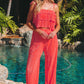 Self Tied Straps Pleated Wide Leg Jumpsuit