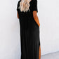 V Neck Hidden Pocket Splits Maxi T-shirt Dress