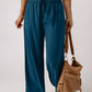 Drawstring Elastic Waist Wide Leg Pants